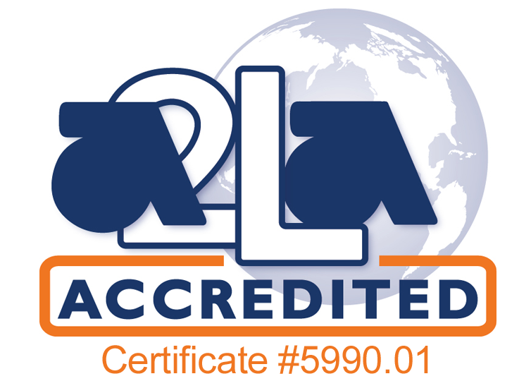American Association for Laboratory Accreditation, Certificate Number 5990.01 The logo of American Association for Laboratory Accreditation, Certificate Number 5990.01